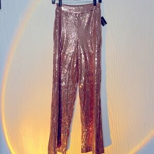 New Culpos Inc INC International Concepts Rose Gold Sequined Pants Size Small